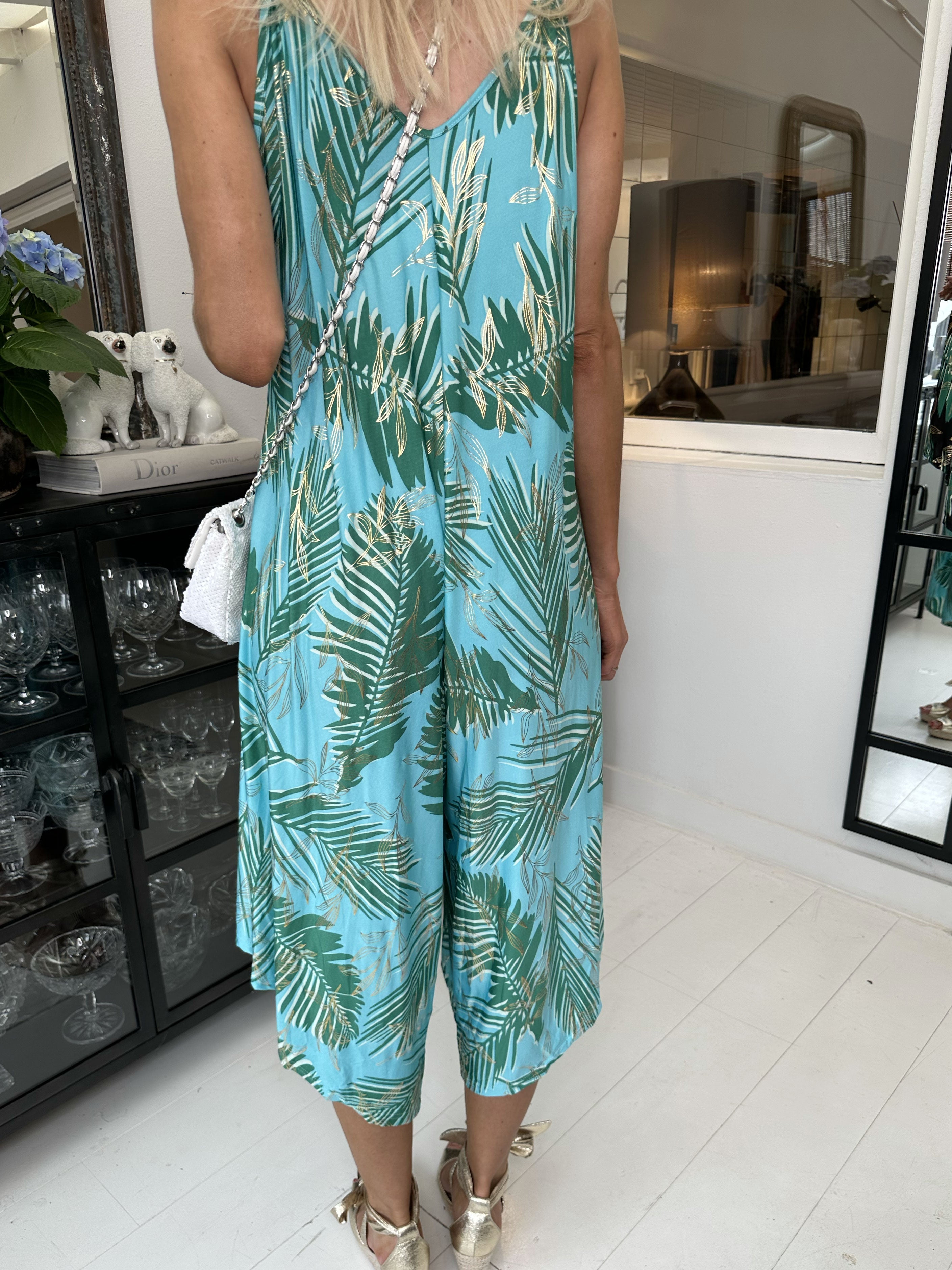 Felicia palm - Stretchig byxdräkt med vida ben